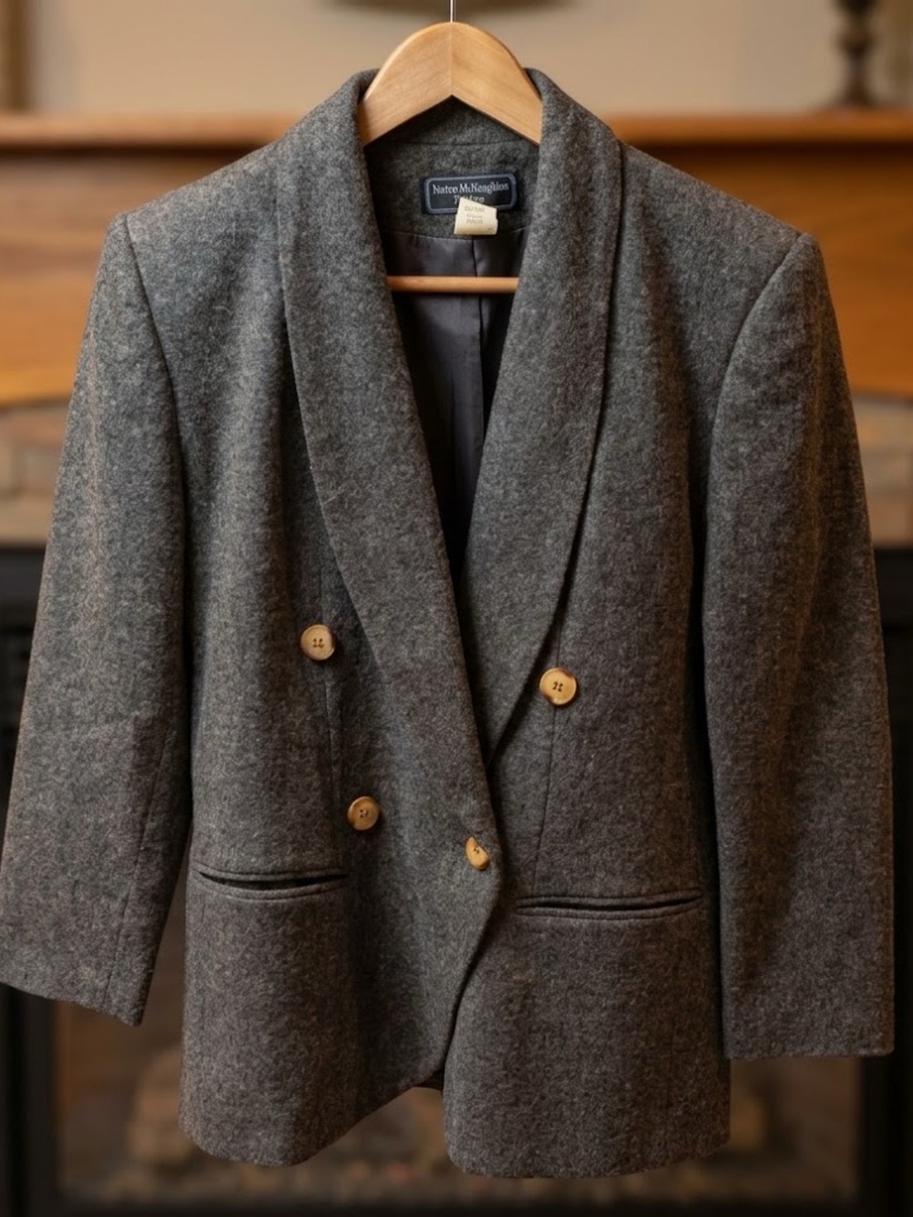 Vintage Norton McNaughton 100% Pure Virgin Wool Charcoal Gray Blazer 4P